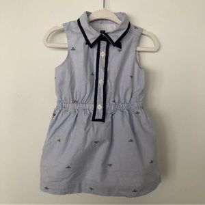 Janie and Jack Blue and White Striped Bee Shirt Dress Size 12-18 Months